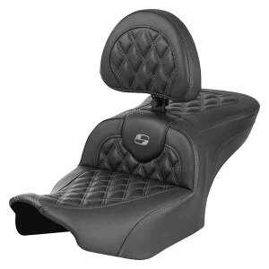  [h\t@? eBXXeb`V[g Th} RoadSofa? Seat - with Backrest - Carbon Fiber - Lattice Stitch - Gray Stitch - FLTR/FLHX '23-'24 823-07-206B2 DRAG 08011788