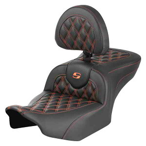 [h\t@? eBXXeb`V[g Th} RoadSofa? Seat - with Backrest - Carbon Fiber - Lattice Stitch - Orange Stitch - FLTR/FLHX '23-'24 823-07-206B3 DRAG 08011789
