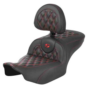  [h\t@? eBXXeb`V[g Th} RoadSofa? Seat - with Backrest - Carbon Fiber - Lattice Stitch - Red Stitch - FLTR/FLHX '23-'24 823-07-206B4 DRAG 08011790