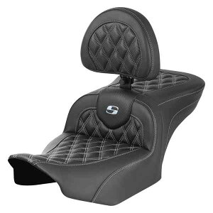 [h\t@? eBXXeb`V[g Th} RoadSofa? Seat - with Backrest - Carbon Fiber - Lattice Stitch - Silver Stitch - FLTR/FLHX '23-'24 823-07-206B5 DRAG 08011791