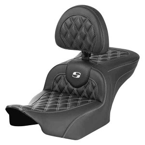 [h\t@? eBXXeb`V[g Th} RoadSofa? Seat - with Backrest - Carbon Fiber - Lattice Stitch - White Stitch - FLTR/FLHX '23-'24 823-07-206B6 DRAG 08011792