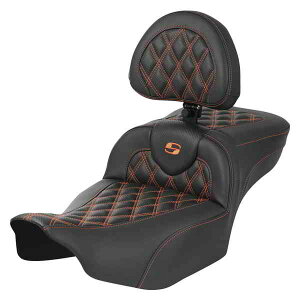  Roadsofa? GNXefbh[`V[g Th} Roadsofa? Extended Reach Seat - with Backrest - Lattice Stitch - Orange Stitch - FLTR/FLHX '23-'24 823-07-207B3 DRAG 08011804