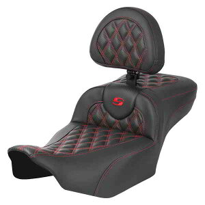  Roadsofa? GNXefbh[`V[g Th} Roadsofa? Extended Reach Seat - with Backrest - Lattice Stitch - Red Stitch - FLTR/FLHX '23-'24 823-07-207B4 DRAG 08011805