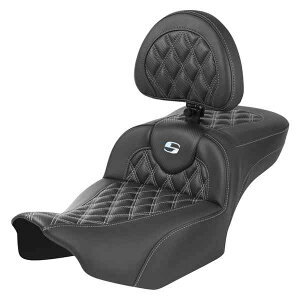  Roadsofa? GNXefbh[`V[g Th} Roadsofa? Extended Reach Seat - with Backrest - Lattice Stitch - Silver Stitch - FLTR/FLHX '23-'24 823-07-207B5 DRAG 08011807