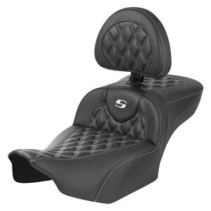  Roadsofa? GNXefbh[`V[g Th} Roadsofa? Extended Reach Seat - with Backrest - Lattice Stitch - White Stitch - FLTR/FLHX '23-'24 823-07-207B6 DRAG 08011808