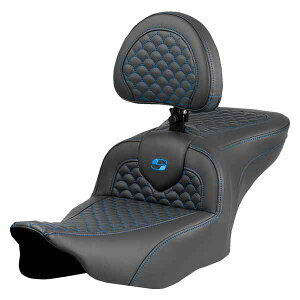  hSXP[Xeb` [h\t@?V[g Roadsofa? Seat - Dragon Scale Stitch - Blue Stitch - w/ Backrest - FLTR/FLHX '23-'24 823-07-208B1 DRAG 08012070