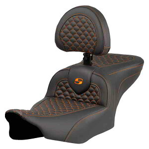  hSXP[Xeb` [h\t@?V[g Roadsofa? Seat - Dragon Scale Stitch - Orange Stitch - w/ Backrest - FLTR/FLHX '23-'24 823-07-208B3 DRAG 08012072