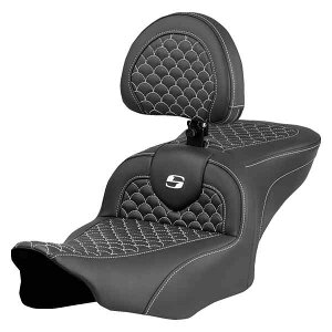  hSXP[Xeb` [h\t@?V[g Roadsofa? Seat - Dragon Scale Stitch - White Stitch - w/ Backrest - FLTR/FLHX '23-'24 823-07-208B6 DRAG 08012075
