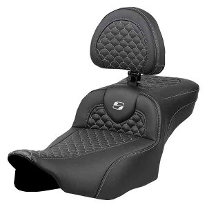  hSXP[Xeb` [h\t@?V[g Roadsofa? Extended Reach Seat - Dragon Scale Stitch - Silver Stitch - w/ Backrest - FLT/FLH '23-'24 823-07-209B5 DRAG 08012088