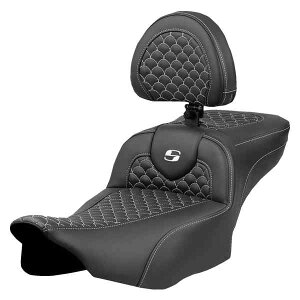  hSXP[Xeb` [h\t@?V[g Roadsofa? Extended Reach Seat - Dragon Scale Stitch - White Stitch - w/ Backrest - FLTR/FLHX '23-'24 823-07-209B6 DRAG 08012089