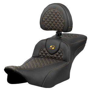  hSXP[Xeb` [h\t@?V[g Roadsofa? Extended Reach Seat - Dragon Scale Stitch - Gold Stitch - w/ Backrest - FLTR/FLHX '23-'24 823-07-209B7 DRAG 08012090