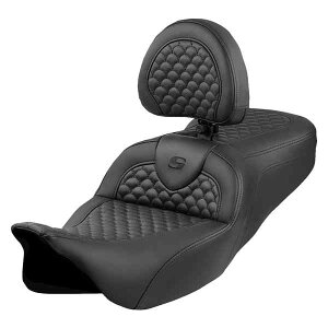  hSXP[Xeb` [h\t@?V[g Roadsofa? Seat - Dragon Scale Stitch - Black Stitch - w/ Backrest - FLH/FLT '08-'24 808-07B-208B0 DRAG 08012092