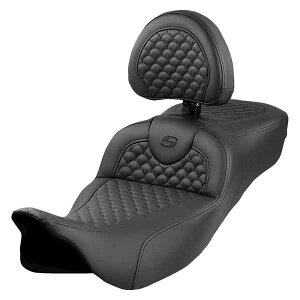  hSXP[Xeb` [h\t@?V[g Roadsofa? Extended Reach Seat - Dragon Scale Stitch - Black Stitch - w/ Backrest - FLH/FLT '08-'24 808-07B-209B0 DRAG 08012094