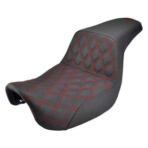  XebvAbvV[g - tgeBXXeb`/ԂXeb` Th} Step-Up Seat - Front Lattice Stitch/With Red Stitching - Black - Dyna 806-04-172RD DRAG 08030593