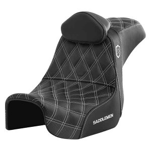  Th} Pro Series SDC Performance Seat - with Backrest - White Stitch - Dyna '06-'17 SC80604WHIRT DRAG 08030738
