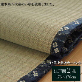 純国産 い草 上敷き カーペット 糸引織 『立山』 江戸間2畳(約176×176cm） 熊本県八代産イ草使用 リビング 《os》