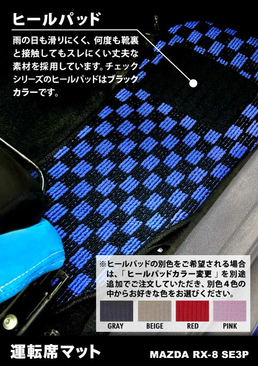 RX8/SE3P チェックブルー フロアマット カーマット 日本産 新品 エイト