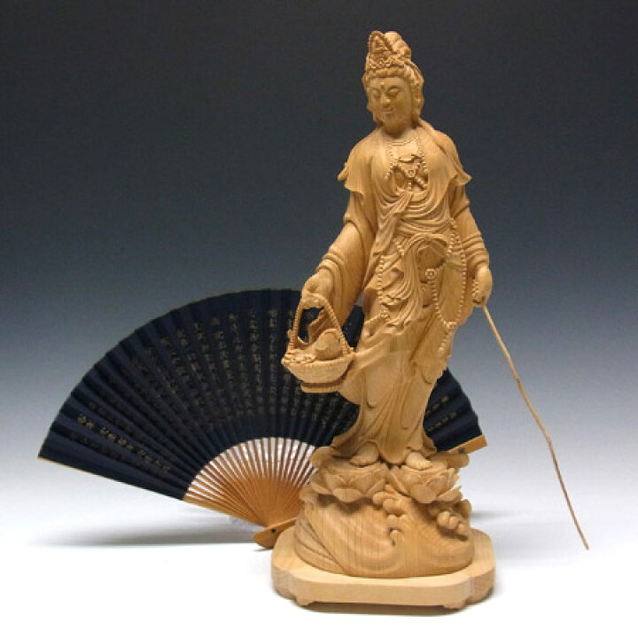 楽天市場】榧 魚籃観音像 高さ42cm 木彫り 仏像 観音菩薩 [Ryusho 
