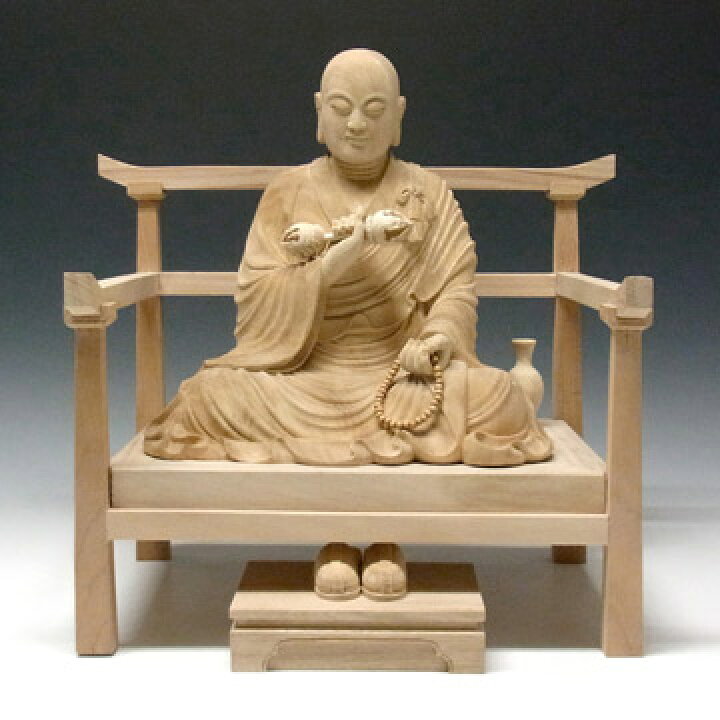 楽天市場】木彫り 仏像 弘法大師 空海像 高さ43cm 楠製 [Ryusho] : 龍 