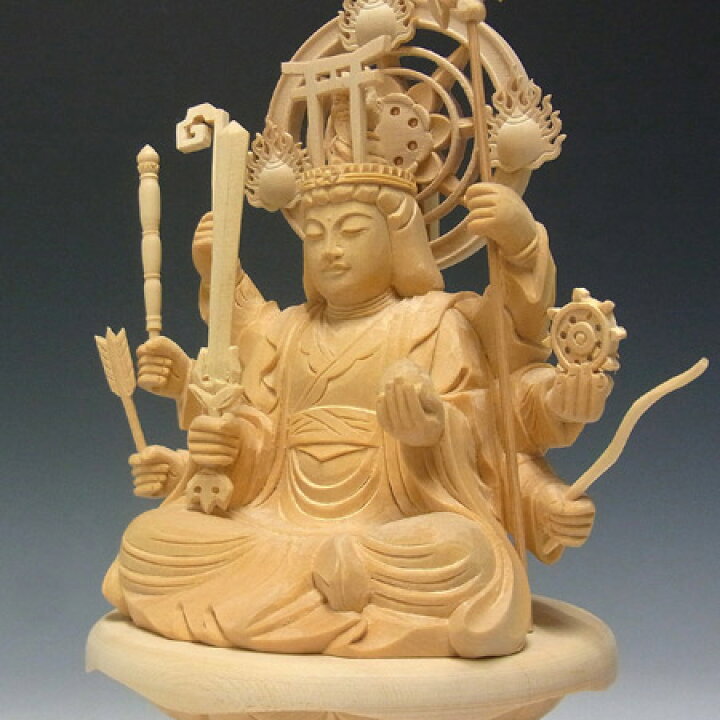 楽天市場】木彫り 仏像 八臂弁財天（八臂弁才天） 高さ27cm 桧製 