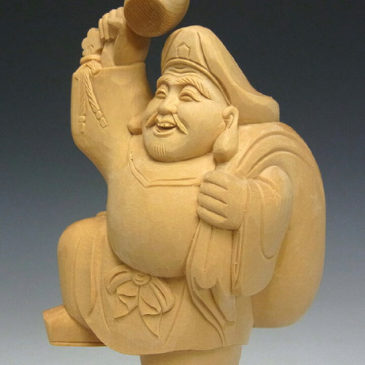 楽天市場】桧 木彫り 大黒天 置物 高さ24cm 大黒様 七福神 縁起物 