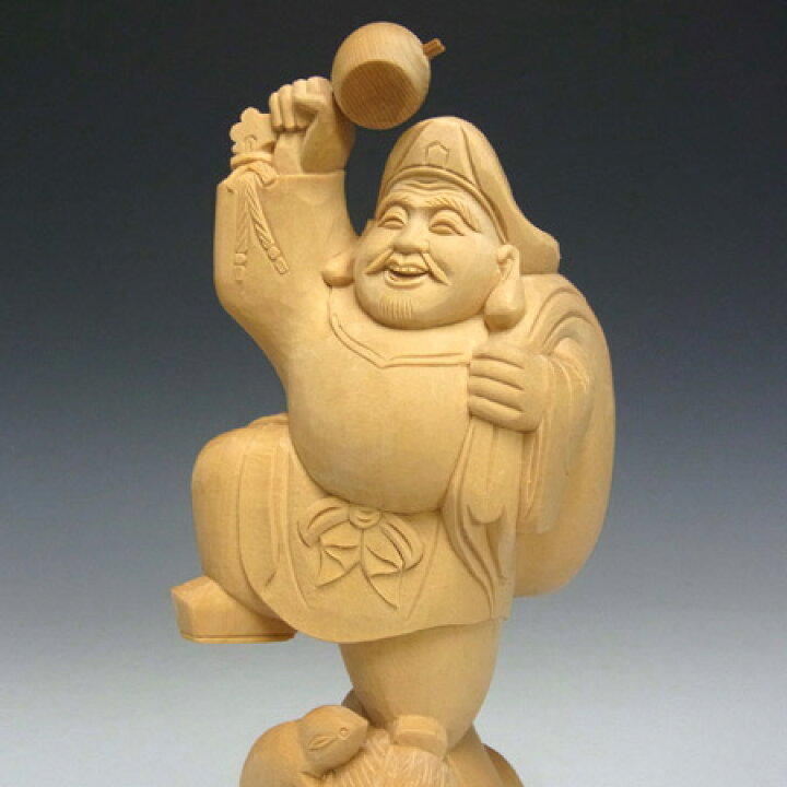 楽天市場】桧 木彫り 大黒天 置物 高さ24cm 大黒様 七福神 縁起物 