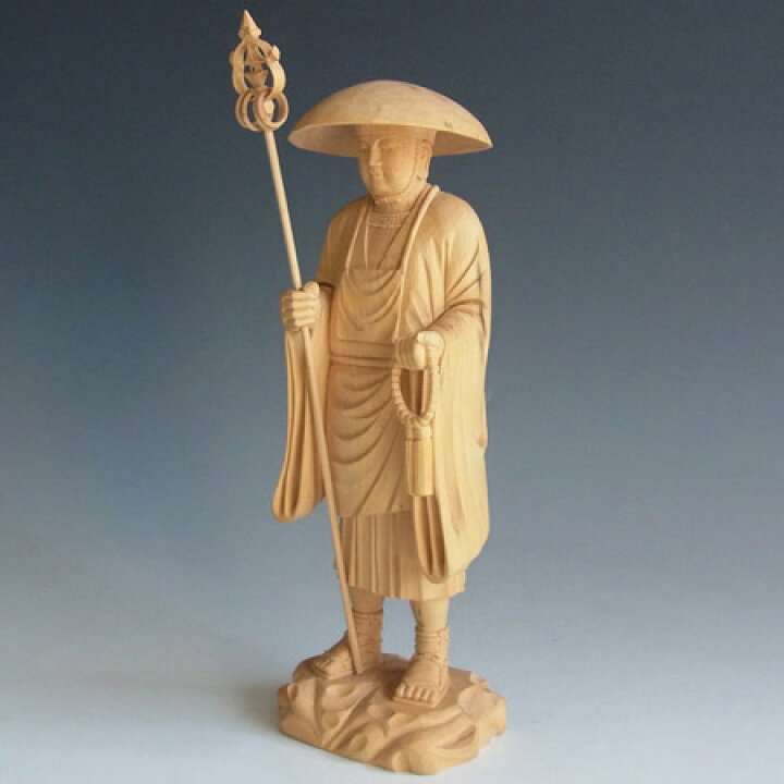楽天市場】木彫り 仏像 遍路大師 高さ25cm 柘植製 修行大師 弘法大師 