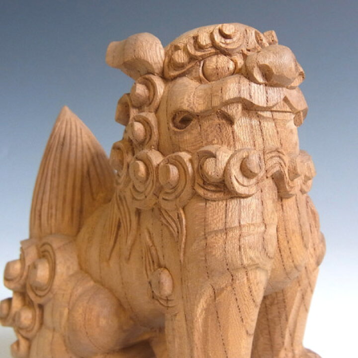 楽天市場】国産欅 木彫りの狛犬(獅子狛犬) 高さ11cm 置物 神棚 玄関 