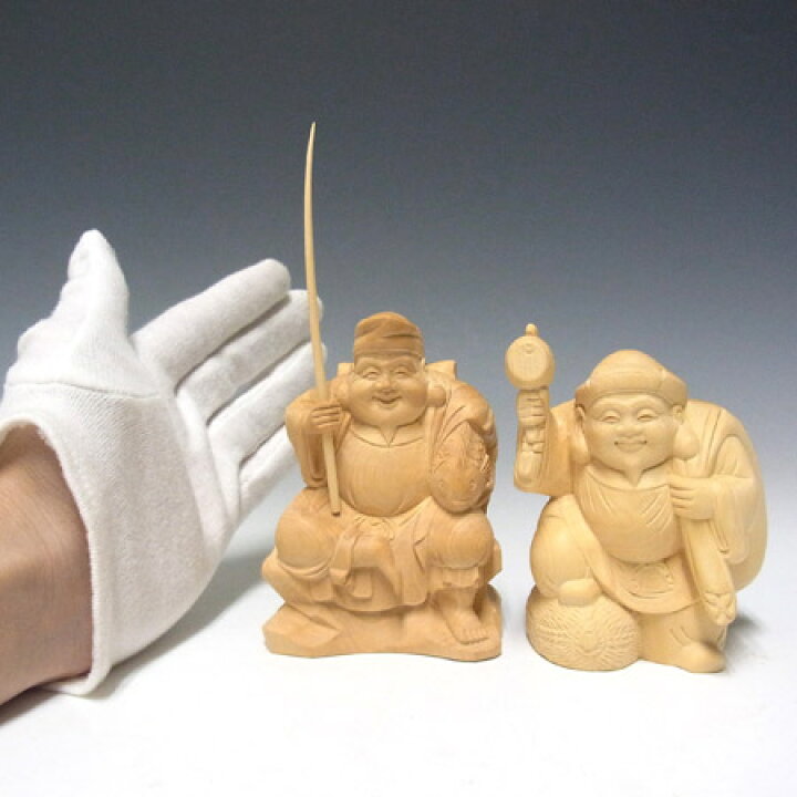 楽天市場】柘植 恵比寿大黒天セット 高さ10cm 木彫り 七福神 縁起物 
