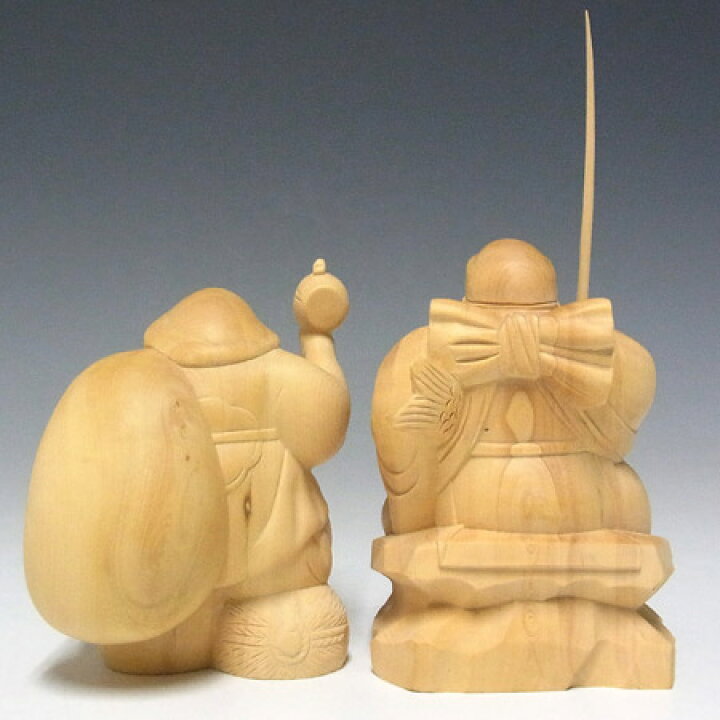楽天市場】柘植 恵比寿大黒天セット 高さ10cm 木彫り 七福神 縁起物 