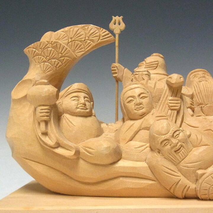 楽天市場】木彫り 七福神船 置物 桧製 縁起物 [Ryusho] : 龍祥本舗