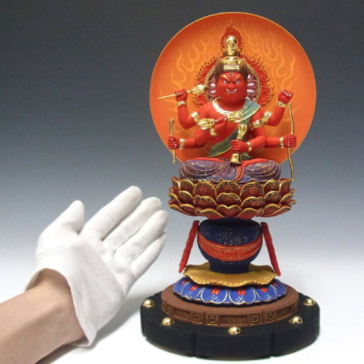 楽天市場】木彫り 仏像 彩色愛染明王像 高さ30cm カナダ桧製 [Ryusho 
