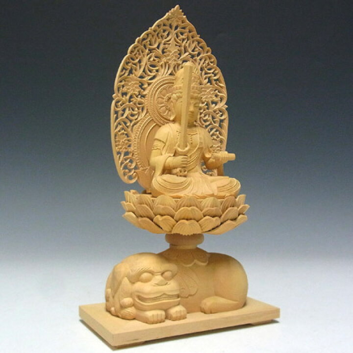 楽天市場】木彫り 仏像 文殊菩薩 騎獅像 獅子台坐 高さ26cm 柘植製 
