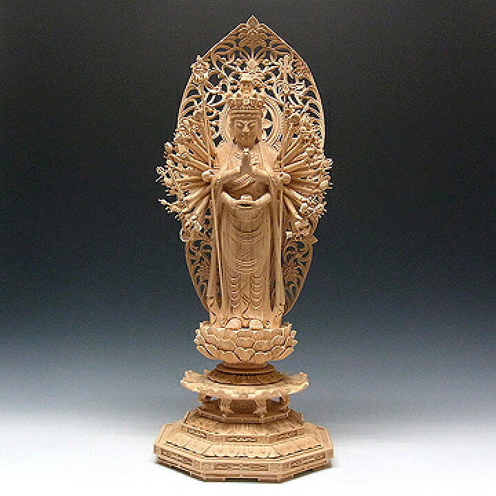 楽天市場】木彫り 仏像 千手観音菩薩 立像 高さ66cm 桧製 [Ryusho 