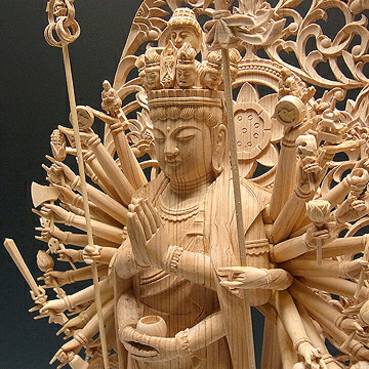 楽天市場】木彫り 仏像 千手観音菩薩 立像 高さ66cm 桧製 [Ryusho 