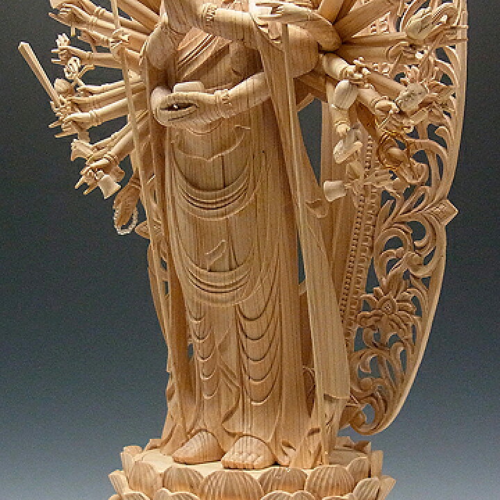 楽天市場】木彫り 仏像 千手観音菩薩 立像 高さ66cm 桧製 [Ryusho 
