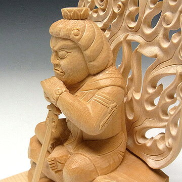 桧/檜(ヒノキ) うたた寝不動明王 高さ19cm （木彫り・販売）