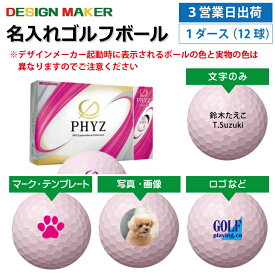 【3営業日出荷対応 オウンネーム 名入れゴルフボール】ブリヂストン PHYZ ファイズ 2019年モデル パールピンク 1ダース（12球） スピード納品 名前入りギフト コンペ賞品 景品 ホールインワン 記念品 父の日 還暦祝 誕生日プレゼント 退職記念