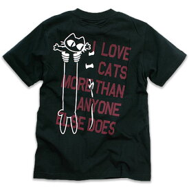 【 本日24時まで ★ 2人に1人最大100%ポイントバック 】 猫 ねこ おもしろ かわいい Tシャツ LOVE CAT ( PK Ver ) ( ブラック ) | ネコ 猫柄 猫雑貨 | メンズ レディース 半袖 | おしゃれ 親子 ペアルック プレゼント | 大きいサイズ 【メール便】 SCOPY / スコーピー