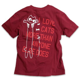 【 6月 スーパーセール 限定 20%OFF 】 猫 ねこ おもしろ かわいい Tシャツ LOVE CAT ( PK Ver ) ( ワイン レッド ) | ネコ 猫柄 猫雑貨 | メンズ レディース 半袖 | おしゃれ 親子 ペアルック プレゼント | 大きいサイズ 【メール便】 SCOPY / スコーピー