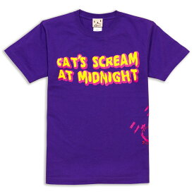 【 本日24時まで 全品P5倍 ＆ 5%OFFクーポン 】 猫 ねこ おもしろ かわいい Tシャツ CAT'S SCREAM ( パープル ) | ネコ 猫柄 猫雑貨 | メンズ レディース 半袖 | おしゃれ ペアルック プレゼント | 大きいサイズ 【メール便】 SCOPY / スコーピー