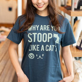 【 本日24時まで 全品P5倍 & 300円OFFクーポン 】 猫 ねこ おもしろ かわいい Tシャツ 猫背 ( スレート ) | ネコ 猫柄 猫雑貨 | メンズ レディース 半袖 | おしゃれ ペアルック プレゼント | 大きいサイズ 【メール便】 SCOPY / スコーピー