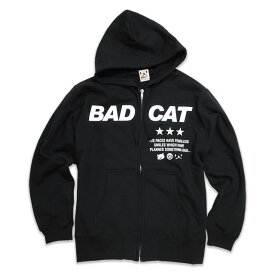 【 本日24時まで ★ 2人に1人最大100%ポイントバック 】 猫 ねこ おもしろ かわいい パーカー BAD CAT ( ブラック ) | ネコ 猫柄 猫雑貨 | メンズ レディース 春 秋 冬おしゃれ ペアルック プレゼント | 大きいサイズ | SCOPY / スコーピー