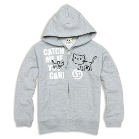 【 4/21 10時まで クーポンで 全品5%OFF 】 猫 ねこ おもしろ かわいい パーカー CATCH ME ( グレー ) | ネコ 猫柄 猫雑貨 | メンズ レディース 春 秋 冬 おしゃれ ペアルック プレゼント | 大きいサイズ | SCOPY / スコーピー