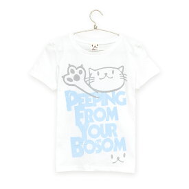 【 3/31マデ 300円OFFクーポンあり 】 猫 ねこ おもしろ かわいい レディース Tシャツ PEEPING CAT ( ホワイト / ブルー ) | ネコ 猫柄 猫雑貨 | 半袖 | おしゃれ プレゼント 【メール便】 SCOPY / スコーピー