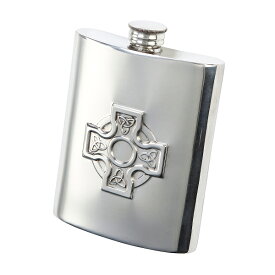 Pinder Bros[ピンダー・ブロス]ピューター ウイスキーボトル・ケルティッククロス 6oz じょうご付 6-60291-61