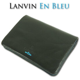 ランバンオンブルー LANVIN en Bleu 牛革 名刺入れ リバース メンズ ブラック 黒 カードケース