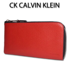 CKカルバンクライン CK CALVIN KLEIN 牛革 スマートセルバッグ クラッチバッグ ラップ メンズ レッド 赤 長財布 定価20,900円 理由あり品