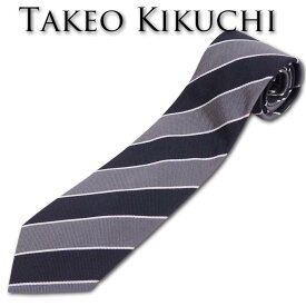 タケオキクチ TAKEO KIKUCHI シルク パネルストライプ ネクタイ グレー系 日本製 メンズ