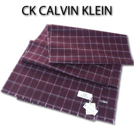 CKカルバンクライン CK CALVIN KLEIN チェック柄 カシミヤ100％ マフラー メンズ バーガンディ カシミア 無料ラッピング可 プレゼント ギフト